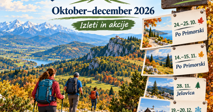 Ilustracija spremembe programa planinskih izletov PD Hrastnik za oktober, november in december 2026
